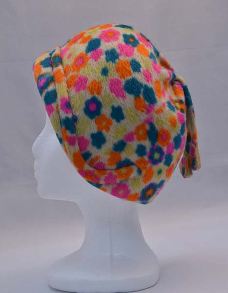 1960s Schiaparelli Floral Print Fleece Hat