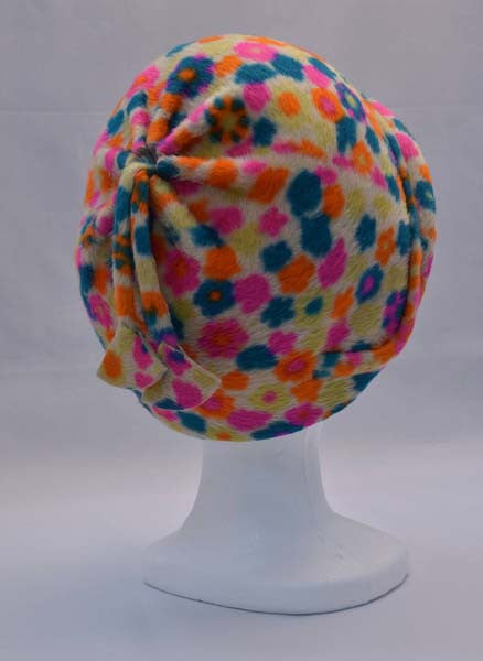 1960s Schiaparelli Floral Print Fleece Hat
