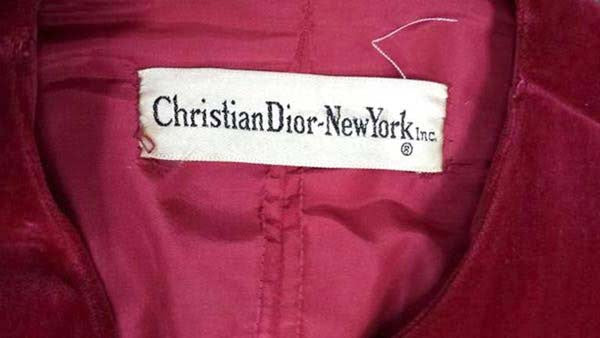 1950s YSL for Christian Dior Red Velvet Button Front Dress