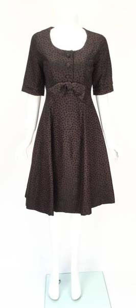 1950s Christian Dior Paris Numbered Brown and Black Dress