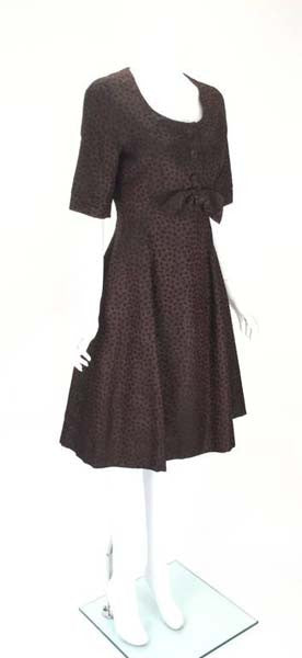 1950s Christian Dior Paris Numbered Brown and Black Dress