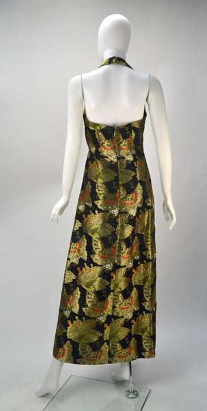 1970s Custom Japanese Brocade Halter Dress