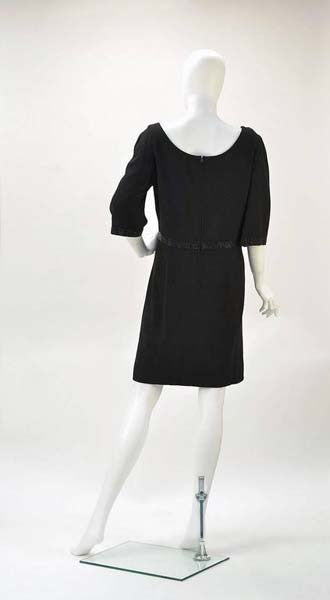 1960s Norman Hartnell for Neiman Marcus Black Wool Beaded Dress 1960s Norman Hartnell for Neiman Marcus Black Wool Beaded Dress