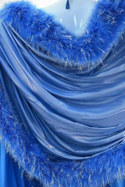1994 Renalto Balestra Metallic Blue Halter Gown with Shawl