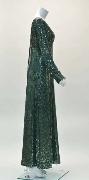 1960s Kiki Hart Green Sequin Evening Dress
