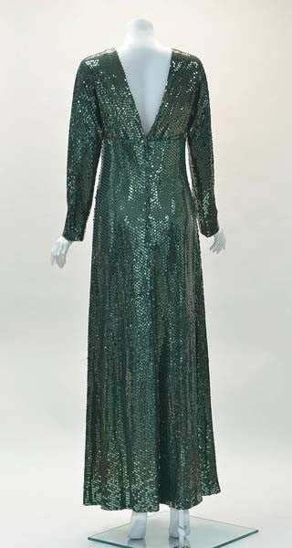 1960s Kiki Hart Green Sequin Evening Dress