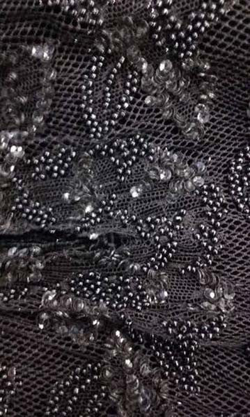 1980s Custom Beaded Black Velvet Flapper Dress