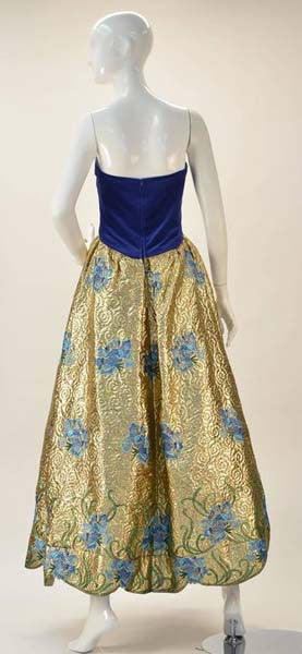 1980s Arnold Scaasi Couture Embroidered Gold Ensemble with Mink Cuffs