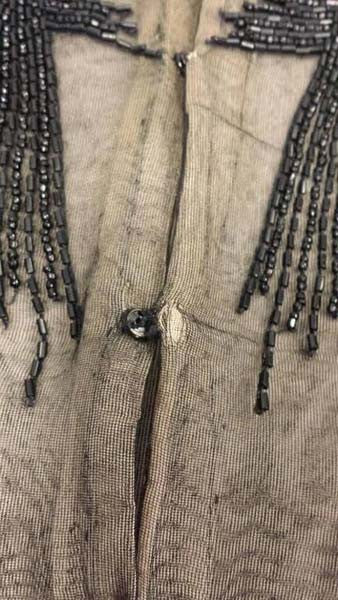 Striking 1960s Malcolm Starr Hand Sewn Beaded Black Crepe Evening Dress