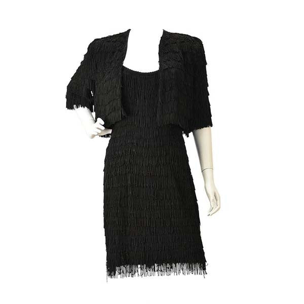 Vintage Black Fringe Dress with Matching Bolero