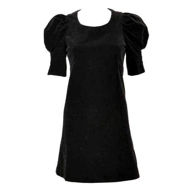 1960s Biba Black Velvet Formal Mini Dress 1960s Biba Black Velvet Formal Mini Dress