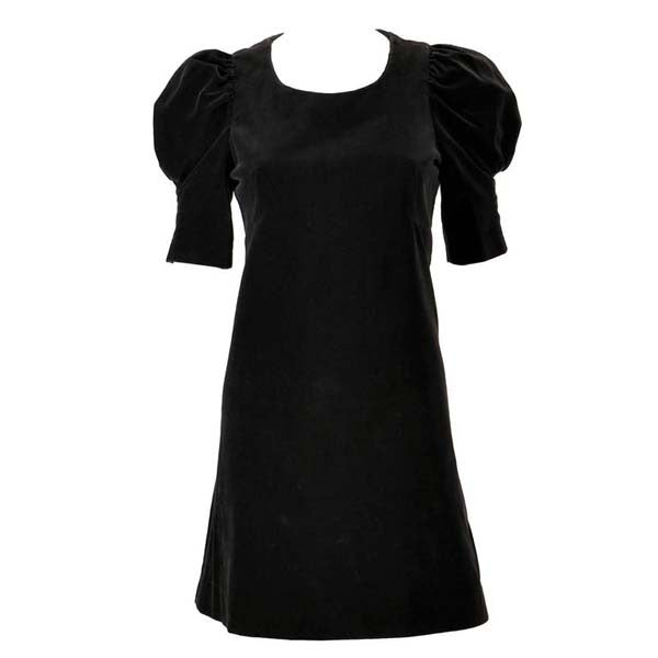 1960s Biba Black Velvet Formal Mini Dress