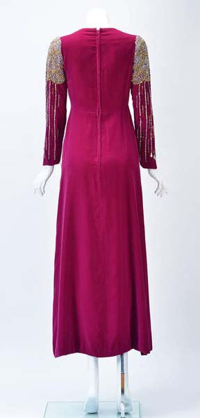 1960s Mr. Blackwell Custom Purple Velvet Evening Dress