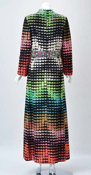 1960s Valentina Colorful Pixelated Print Dress