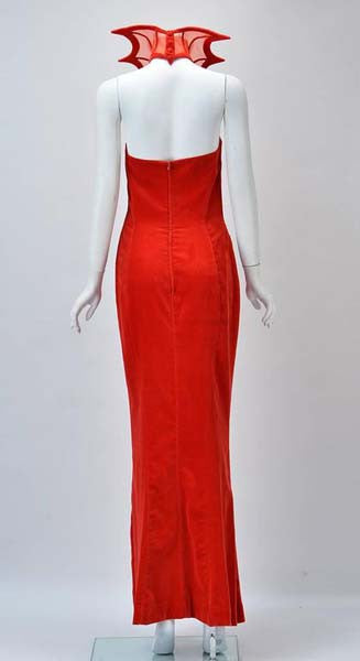 Rare 1980s Thierry Mugler Red Velvet Gown, "The Kiss of the Spider-woman"