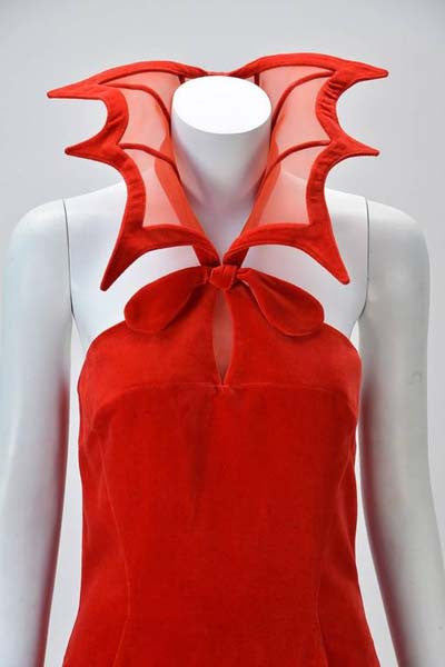 Rare 1980s Thierry Mugler Red Velvet Gown, "The Kiss of the Spider-woman"