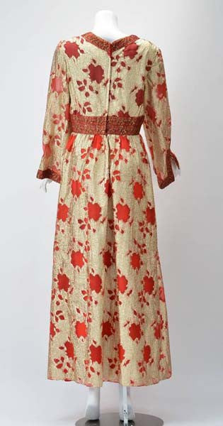 1960s Lillie Rubin Gold and Red Metallic Dress