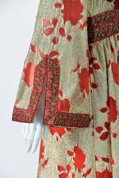 1960s Lillie Rubin Gold and Red Metallic Dress