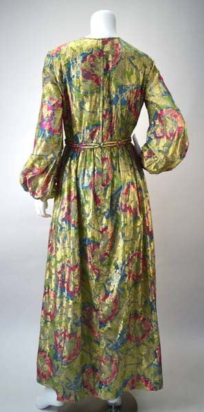 1960s Bonwit Teller Metallic Floral Evening Dress