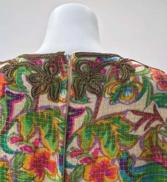 1970's Floral Multi-Colored Embroidered Kaftan OS