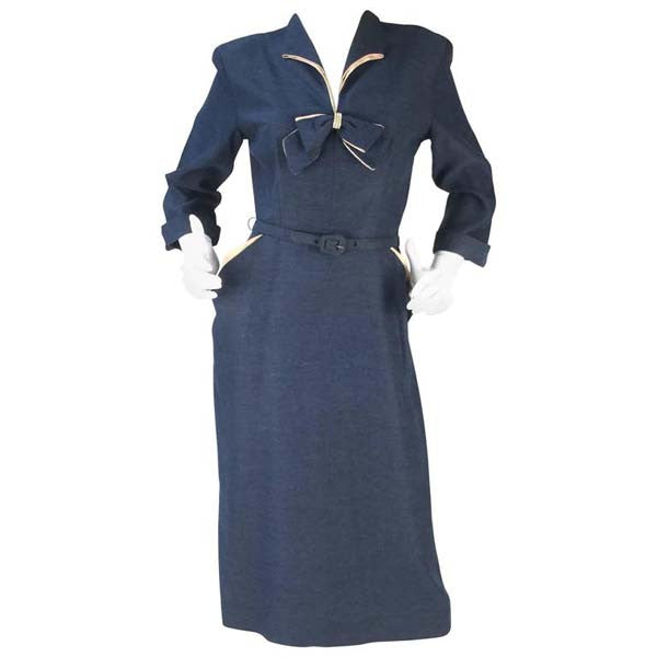 1940s Mar Cadet Blue Dress - MRS Couture 1940s Mar Cadet Blue Dress - MRS Couture