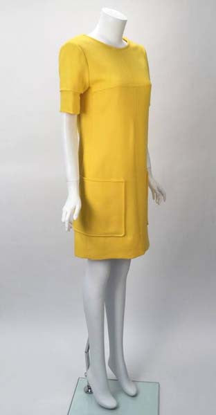 1980s Courreges Yellow Dress and Cropped Jacket Ensemble