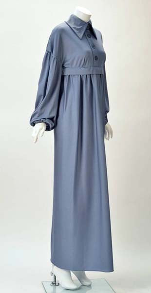 1970s Jean Varon Periwinkle Blue Long Sleeve Dress