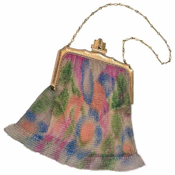 1930s Whiting & Davis Art Deco Painted Mesh Purse - MRS Couture