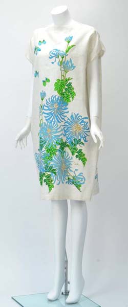 1970s Alfred Shaheen Print Custom Cotton Shift Dress