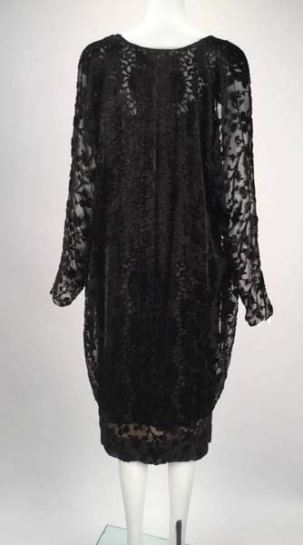 Early 1980s Holly Harp Black Silk Burnout Camisole and Skirt Ensemble