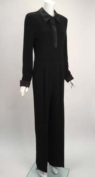 1980s Valentino Miss V Black Sweater Knit Jumpsuit