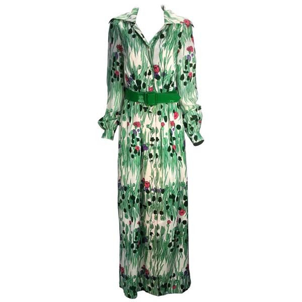 1970s Luis Estevez Spring Maxi Dress