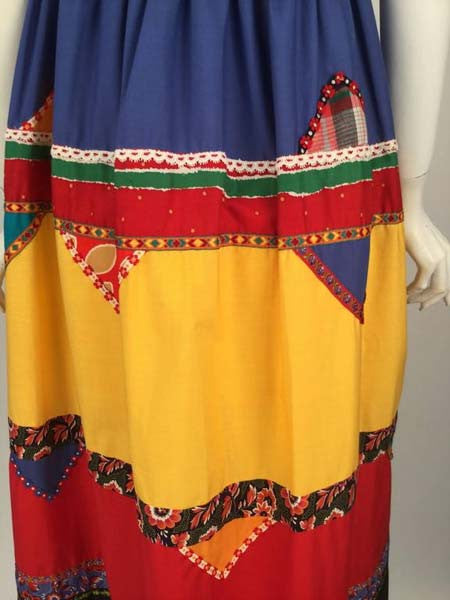 1980s Giorgio Sant' Angelo Bright Empire Waist Color Blocked Dress