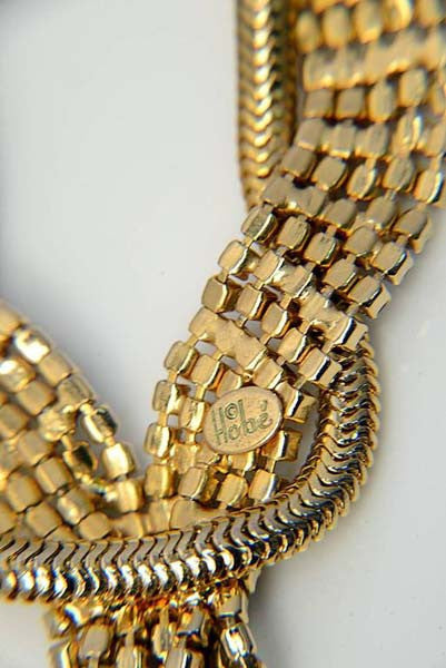 1940s Hobe Gold Tone Necklace with Rhinestones