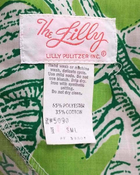 1960s Lilly Pulitzer "The Lilly" Green Sea Shell Print Kaftan