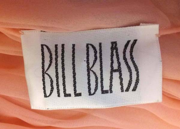 1970s Bill Blass Peach Silk Chiffon Dress