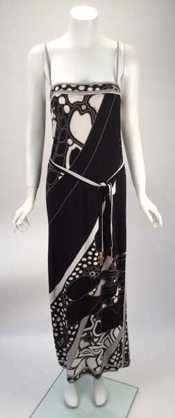 1960s Leonard Paris Silk Knit Spaghetti Strap Column Gown with Cocoon Shrug