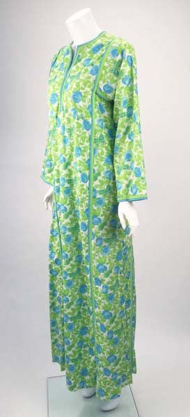 Early 1970s "The Lilly" by Lilly Pulitzer Multicolor Floral and Butterfly Kaftan