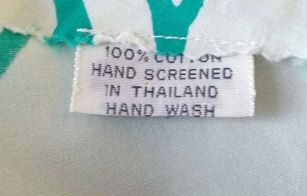 1970s Hand Screened with Blue Cranes Thai Cotton Shirt Dress