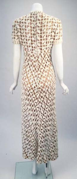 1970s Pat Sandler for Neiman Marcus Cotton Lace Dress Gown