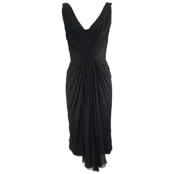 1960s Jobere Black Silk Cocktail Dress