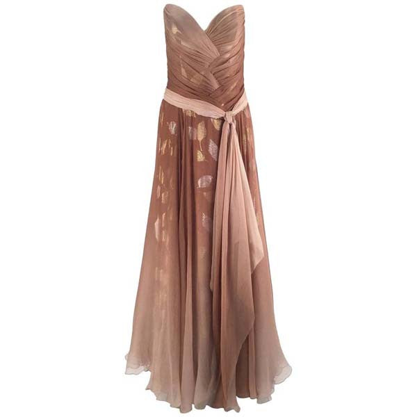 Gorgeous 1980s Bob Mackie Ombre Taupe Silk Crepe Gown