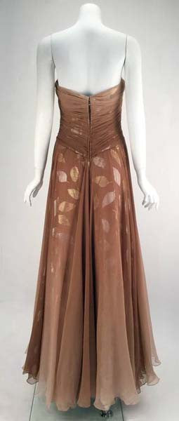 Gorgeous 1980s Bob Mackie Ombre Taupe Silk Crepe Gown