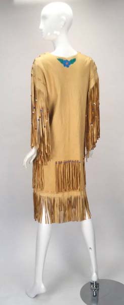 Authentic 1970s Native American Leather Handmade/painted Fringe Dress