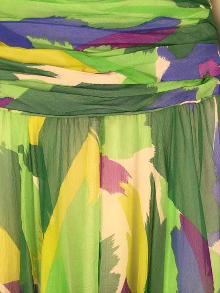 1990s Silk Abstract Evening Gown