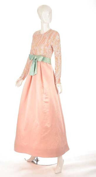 1960s Arnold Scaasi Pink Silk and Sequin Evening Dress