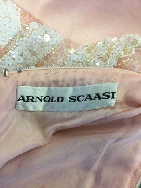 1960s Arnold Scaasi Pink Silk and Sequin Evening Dress