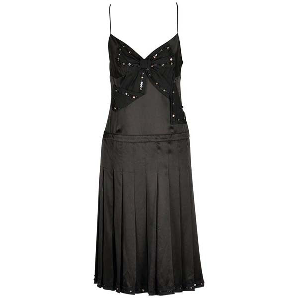 Moschino Black Silk Cocktail Dress with Bow Applique Moschino Black Silk Cocktail Dress with Bow Applique