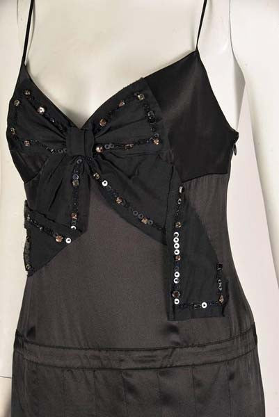 Moschino Black Silk Cocktail Dress with Bow Applique Moschino Black Silk Cocktail Dress with Bow Applique