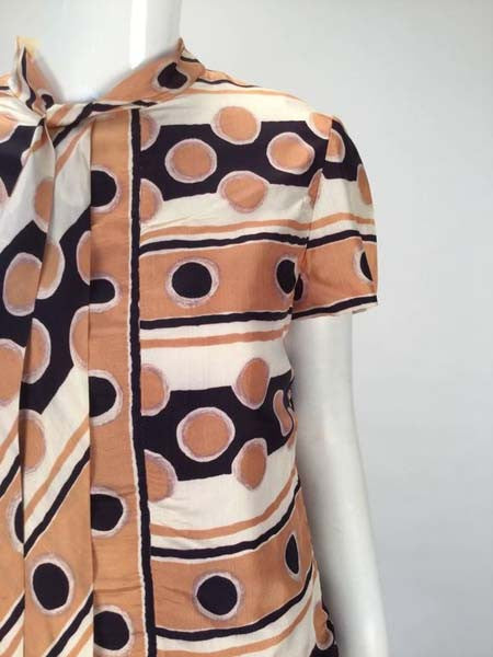 Early 1970s Oscar de la Renta Silk Mod Print Dress and Jacket